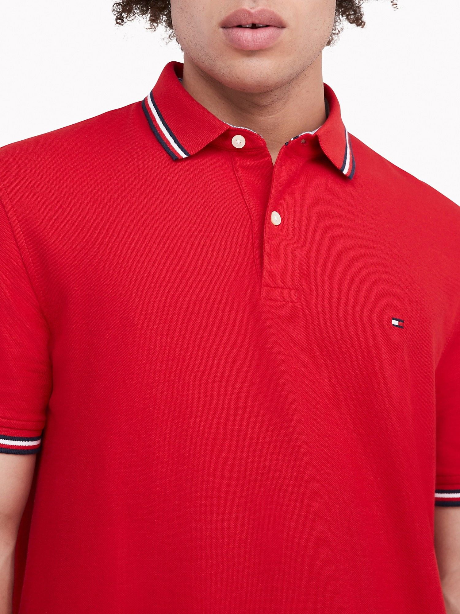 POLO NAM REGULAR FIT TIPPED TOMMY HILFIGER - APPLE RED