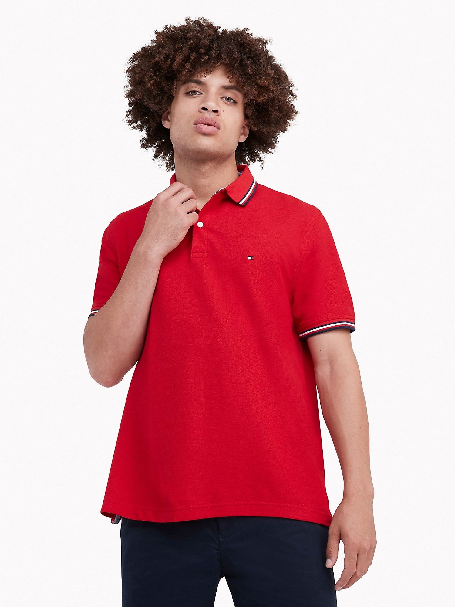POLO NAM REGULAR FIT TIPPED TOMMY HILFIGER - APPLE RED