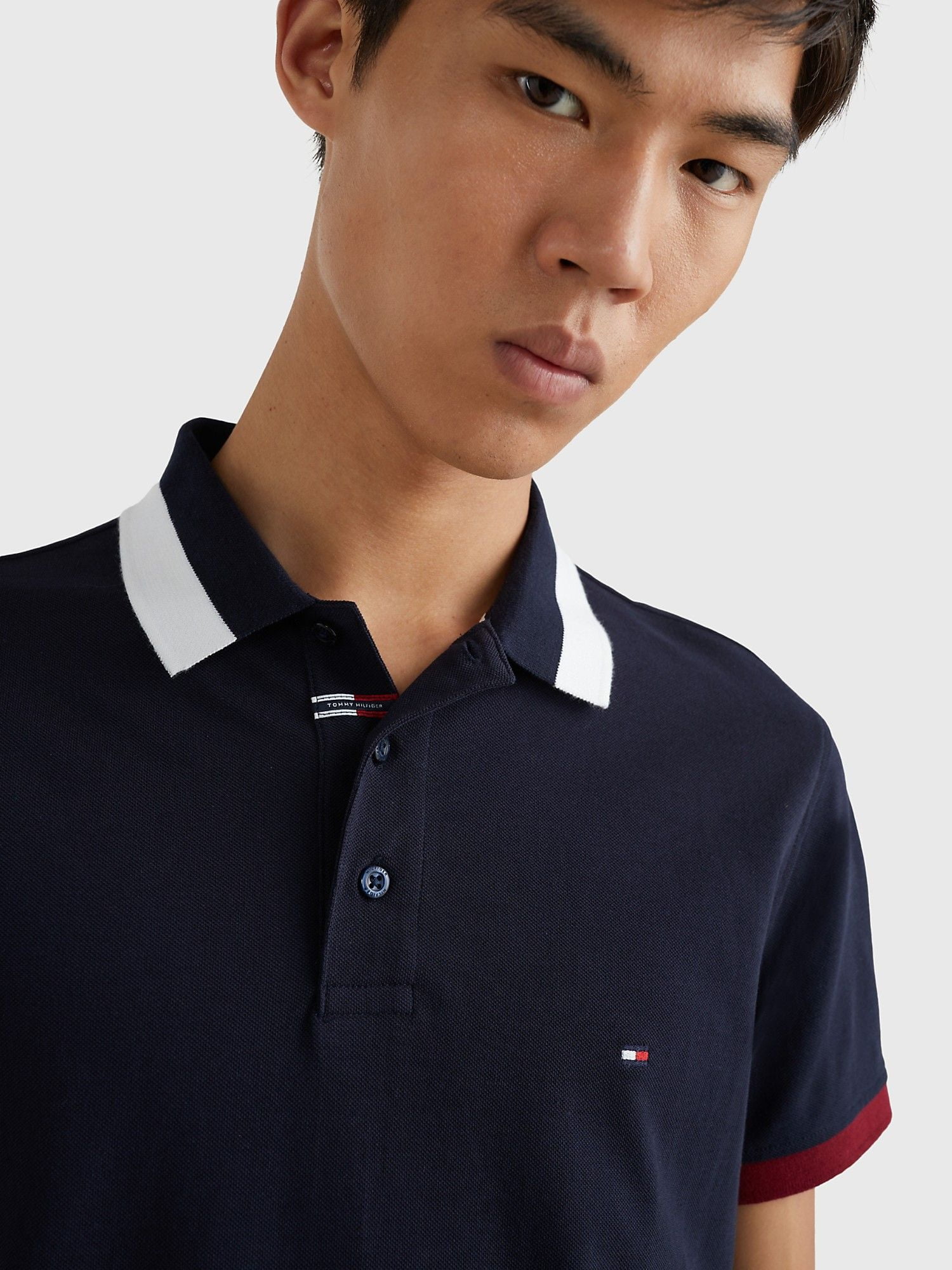 POLO NAM SLIM FIT TIPPED TOMMY HILFIGER - DESERT SKY