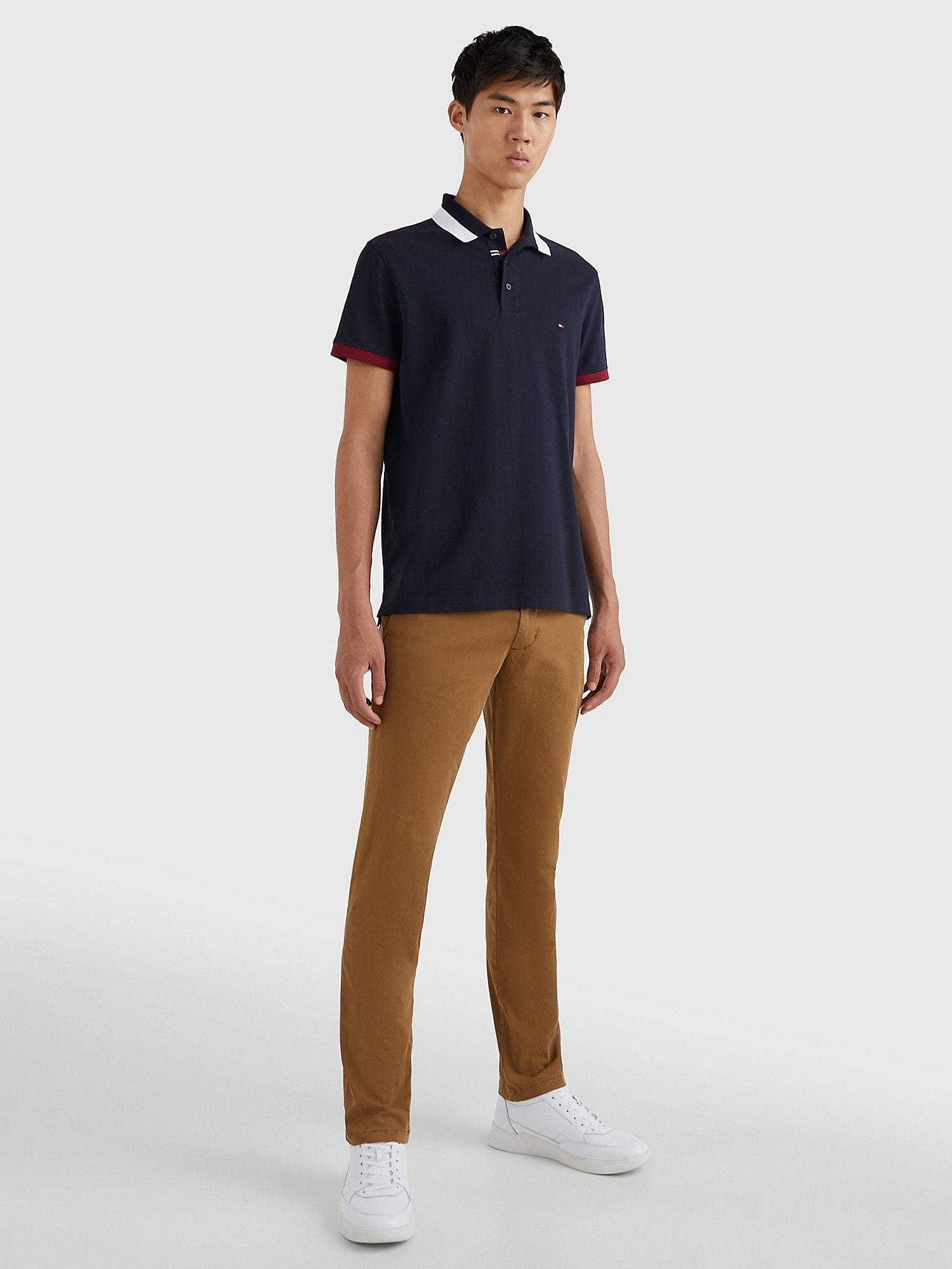 POLO NAM SLIM FIT TIPPED TOMMY HILFIGER - DESERT SKY