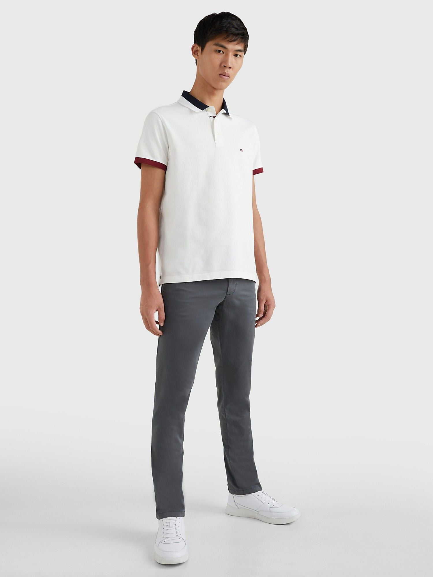 POLO NAM SLIM FIT TIPPED TOMMY HILFIGER - WHITE