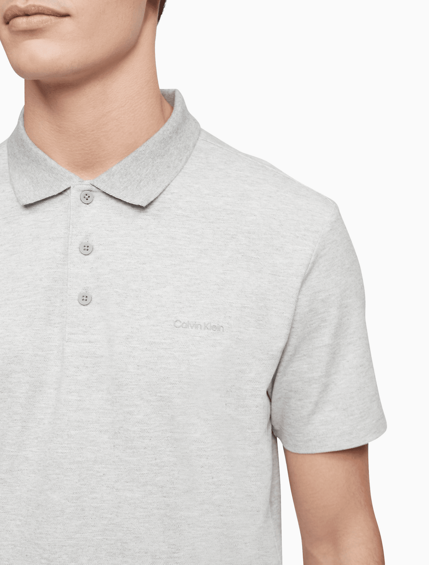 Polo Nam Move 365 Pique Polo Shirt Calvin Klein - Light Gray 