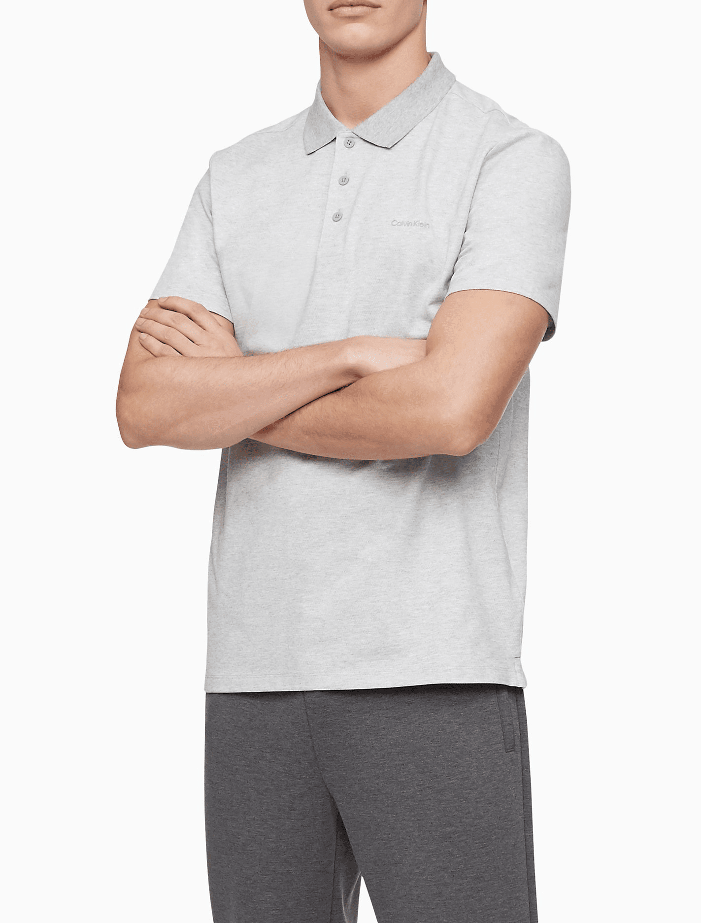 Polo Nam Move 365 Pique Polo Shirt Calvin Klein - Light Gray 