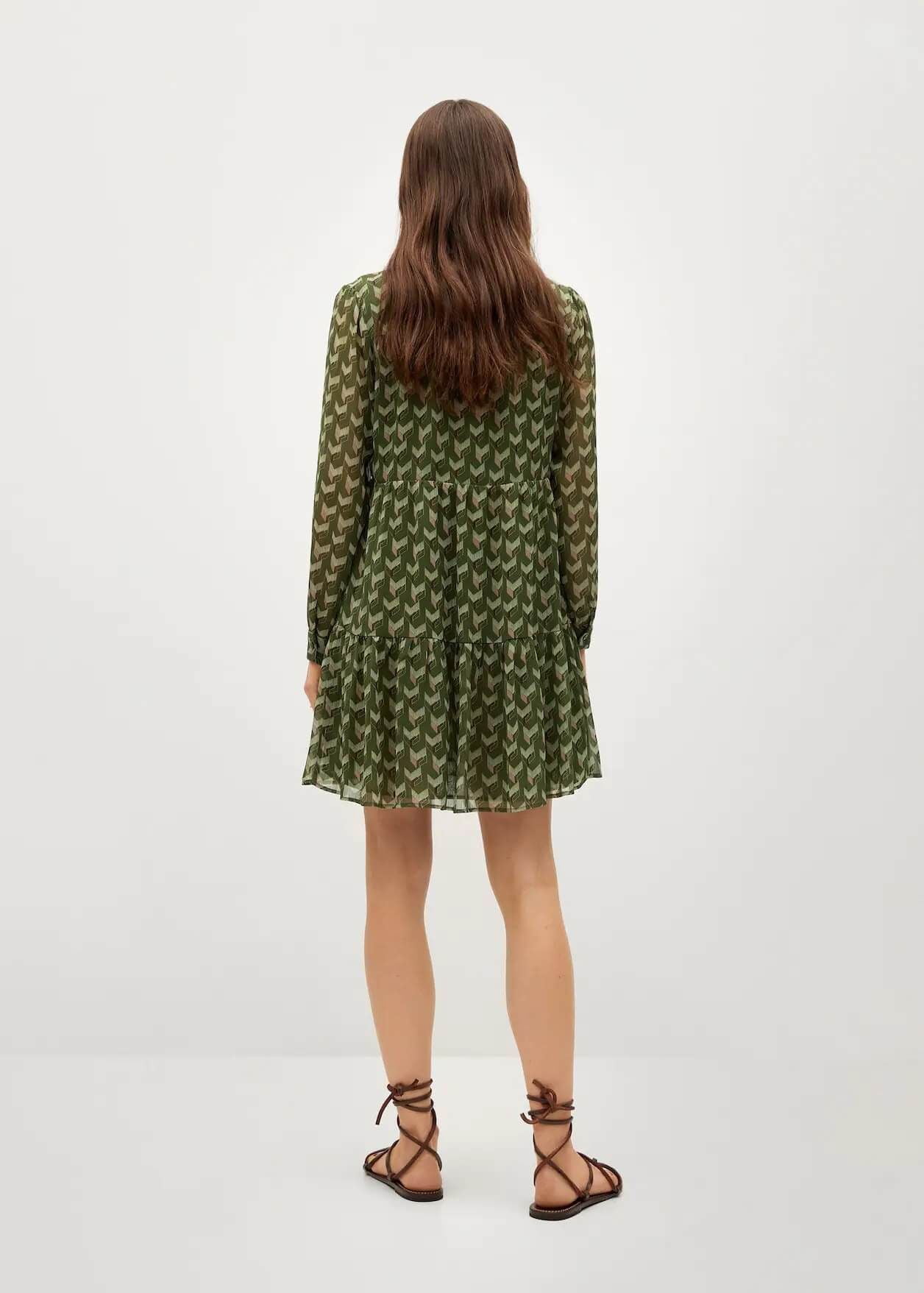 Đầm Nữ Mango Geometric Print Dress Green