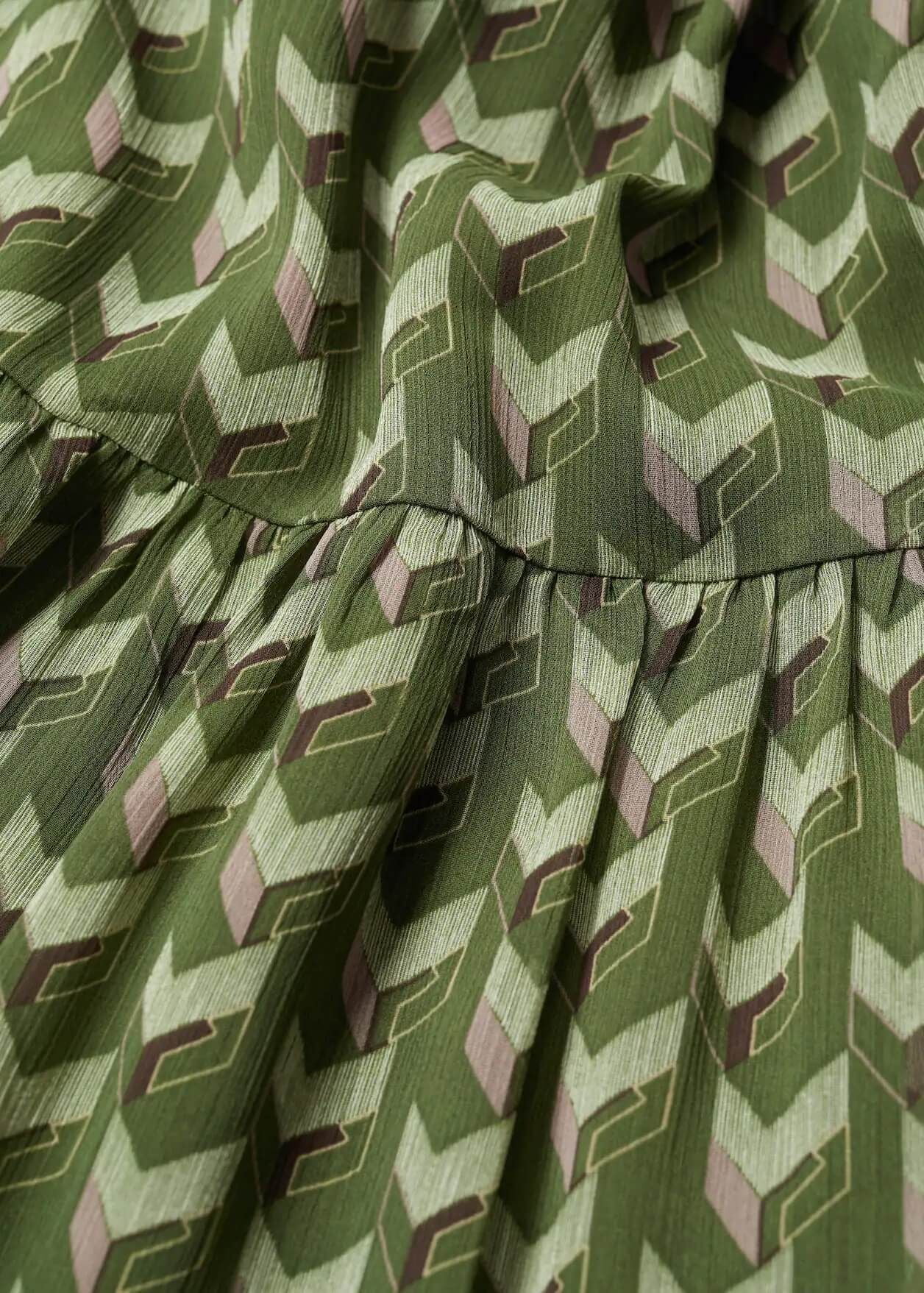 Đầm Nữ Mango Geometric Print Dress Green