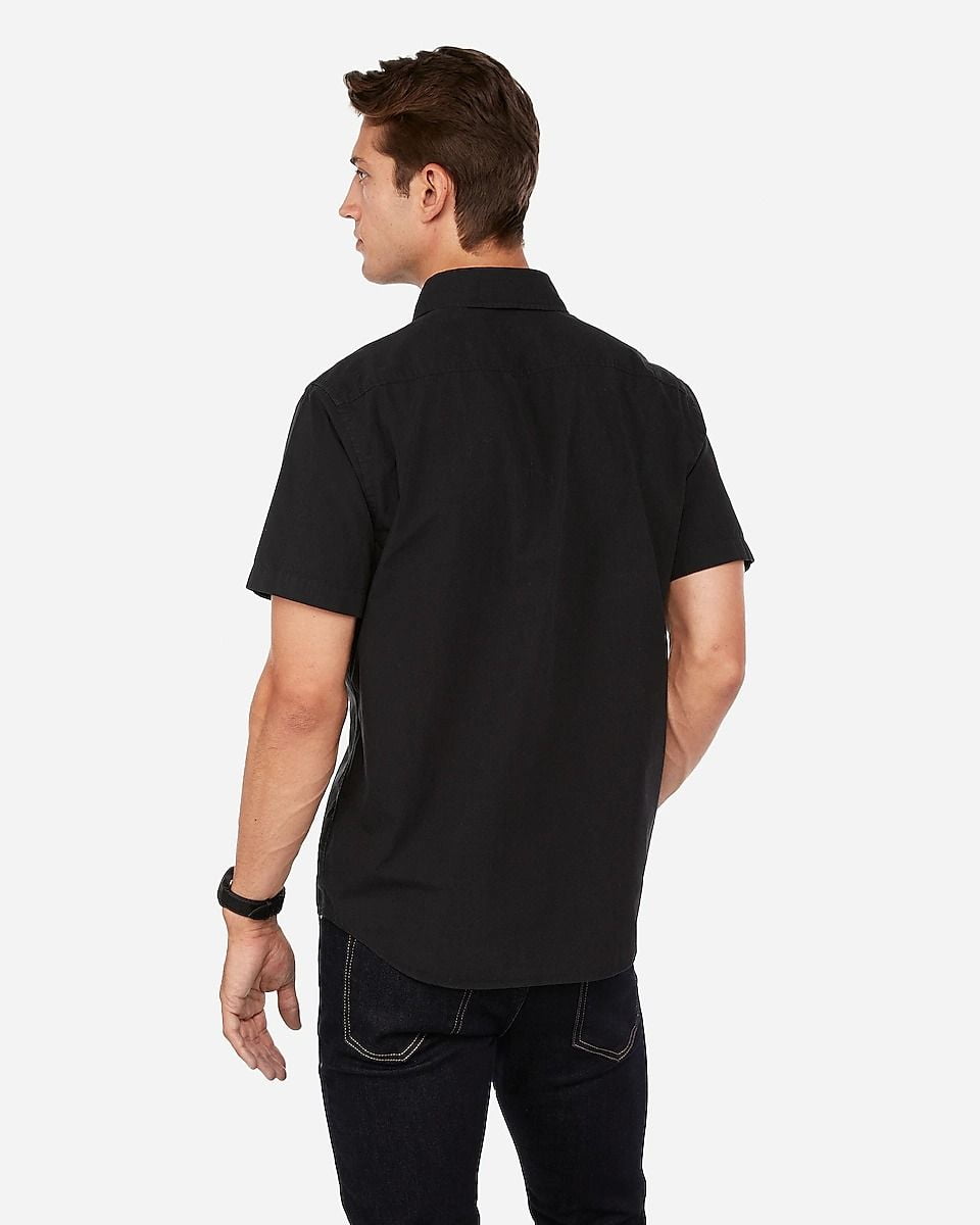 Áo Sơ Mi Nam Express Slim Military Pocket Short Sleeve Shirt Jet Black