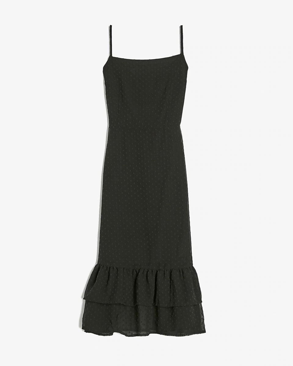 Đầm Nữ Express Clip Dot Tiered Midi Dress Pitch Black