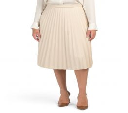 Váy Nữ 7 For All Mankind Faux Leather Pleated Midi Skirt Cream