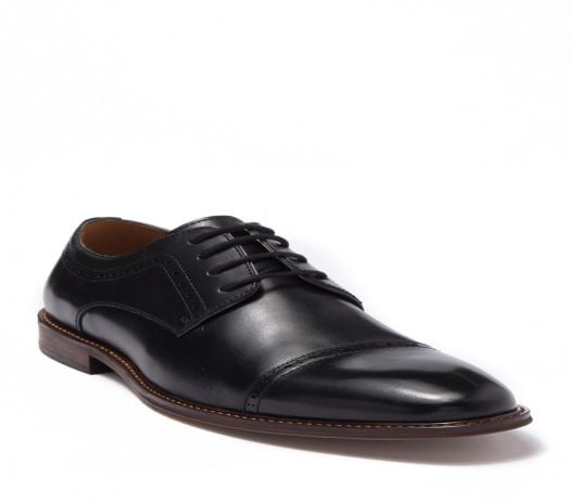Giày Nam 14th & Union Cap Toe Leather Derby Black Leather