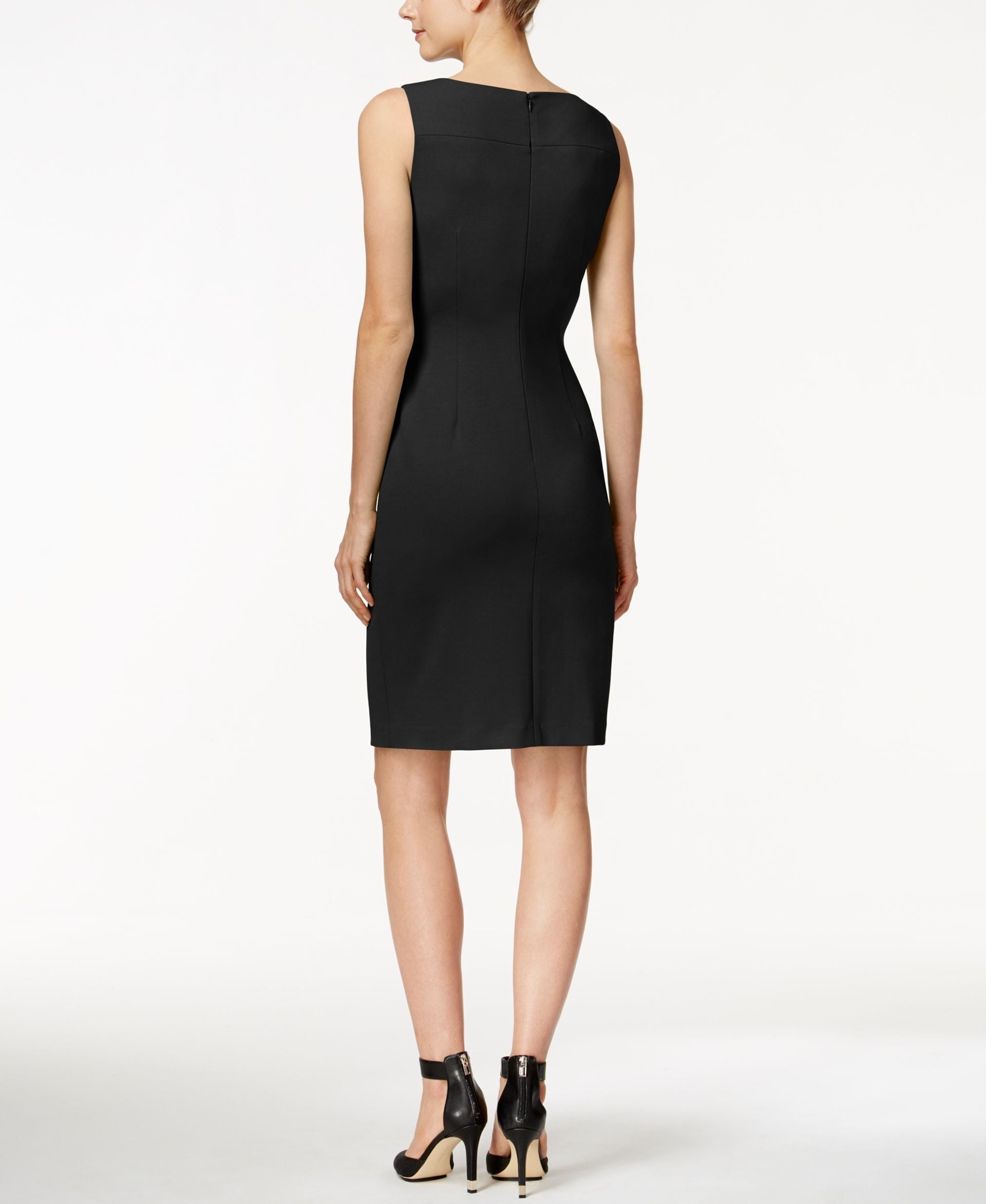 Đầm Nữ Calvin Klein Sunburst Sheath Dress Regular & Petite Sizes Black