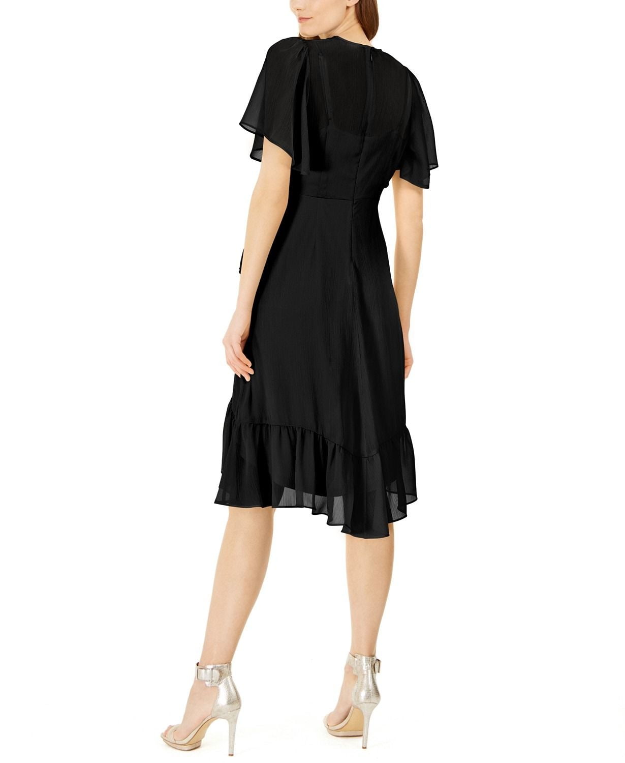 Đầm Nữ Calvin Klein High-Low Chiffon Dress Black