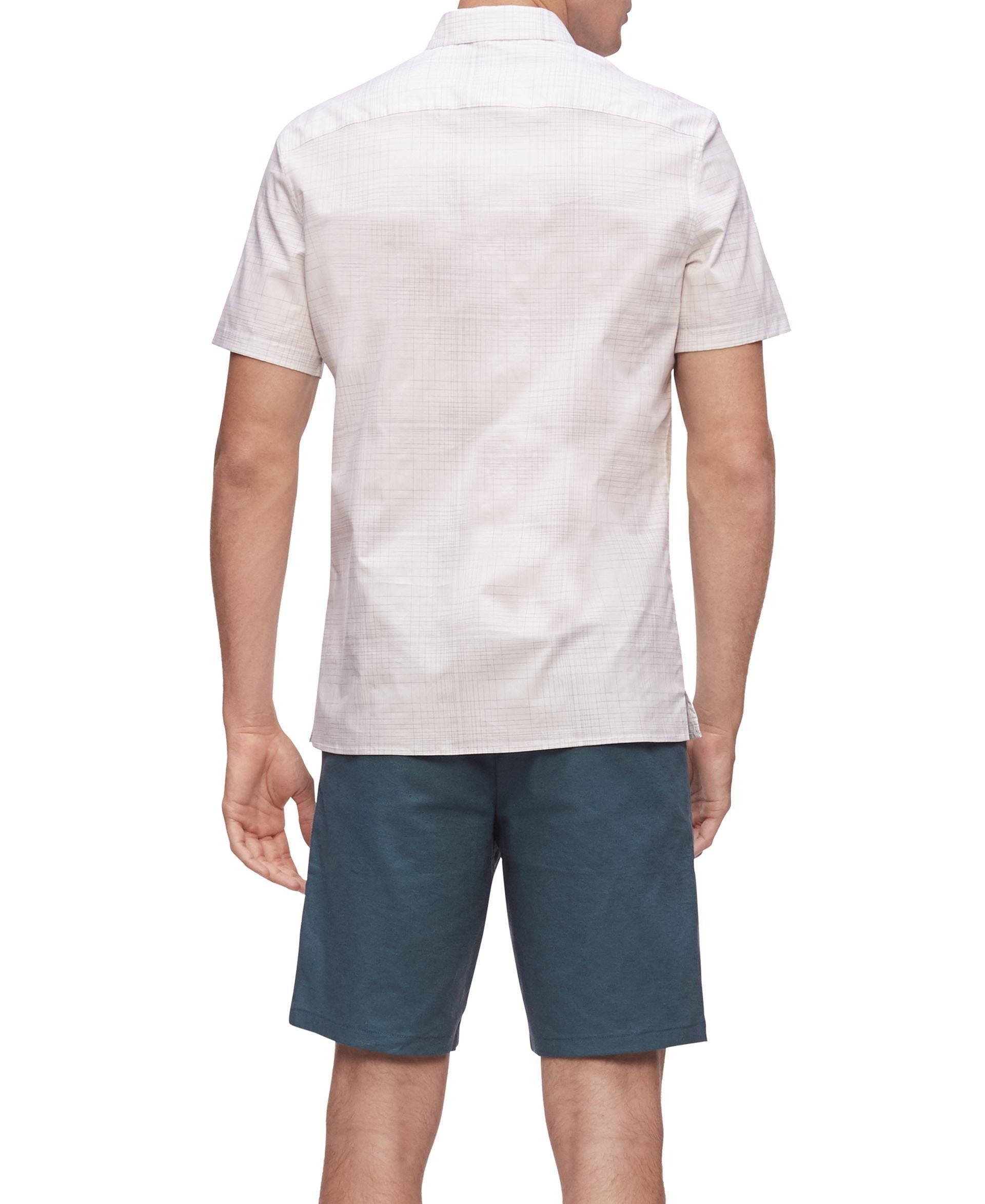 Áo Sơ Mi Nam Calvin Klein Men's Short Sleeve Stretch Cotton Shirt Harbor Mist