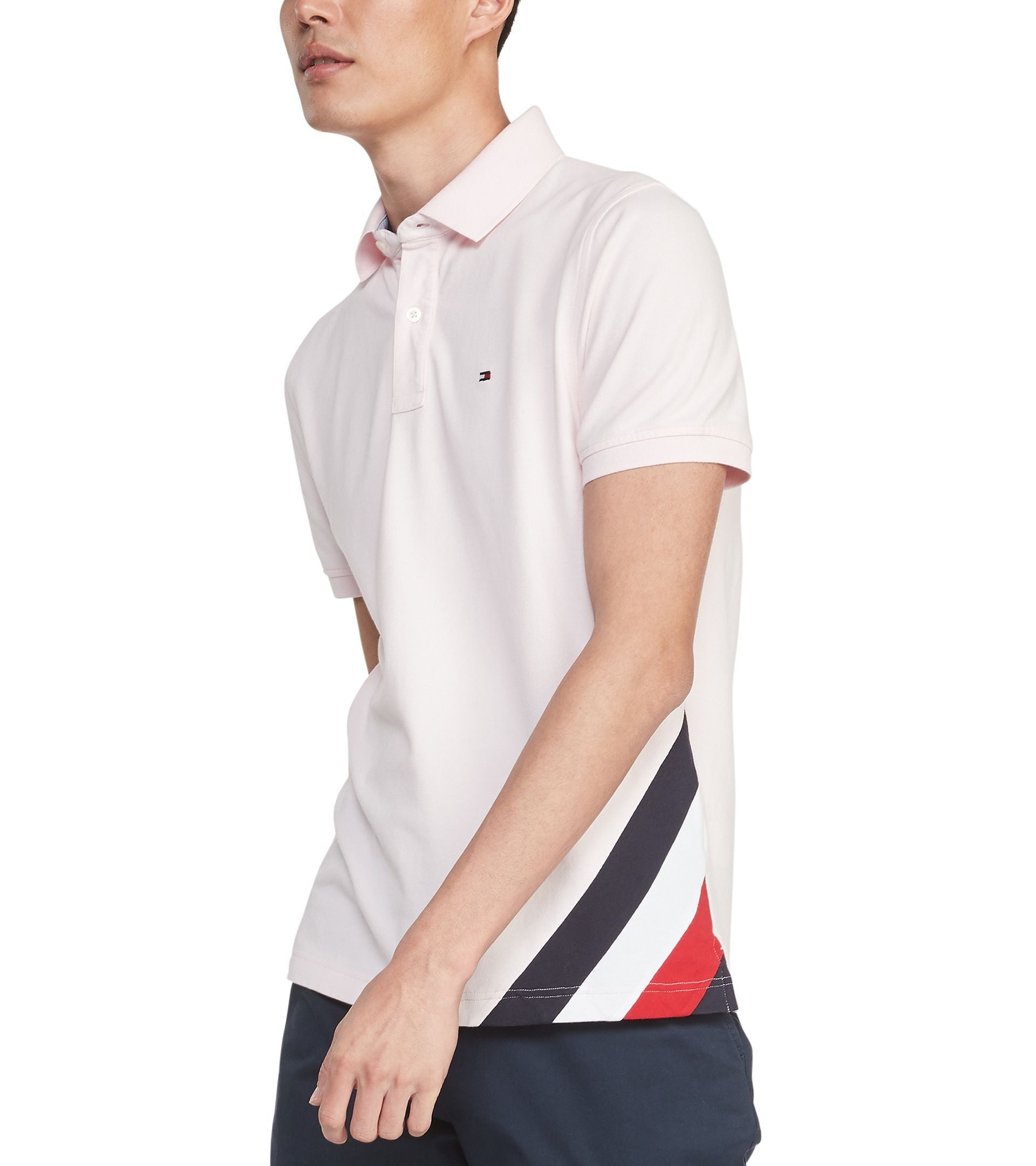 Áo Polo Nam Tommy Hilfiger Men's Eric Custom-Fit TH Flex Stretch Logo Polo Shirt Barely Pink