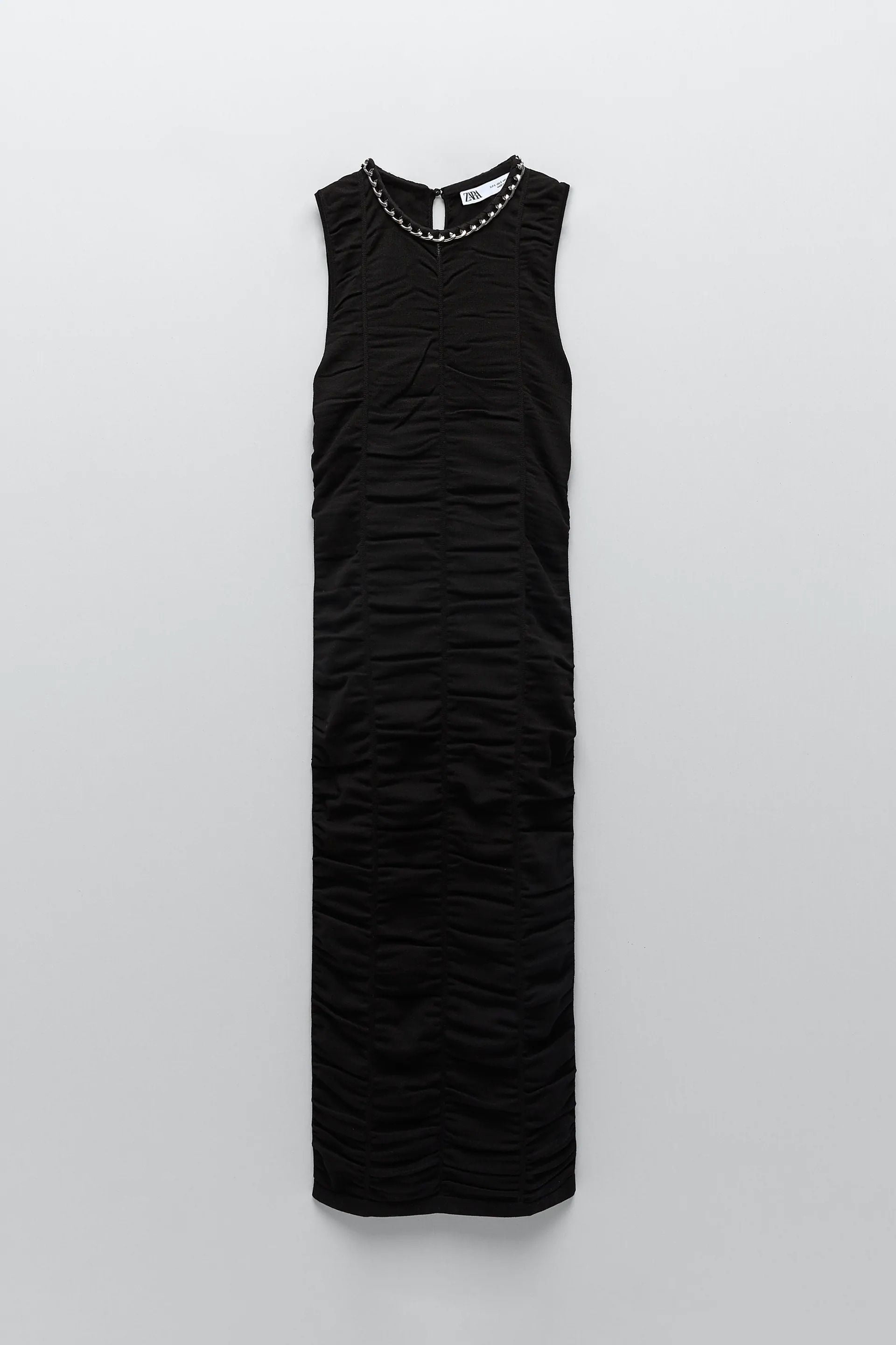 Đầm Nữ Zara Chain Trim Draped Dress Black