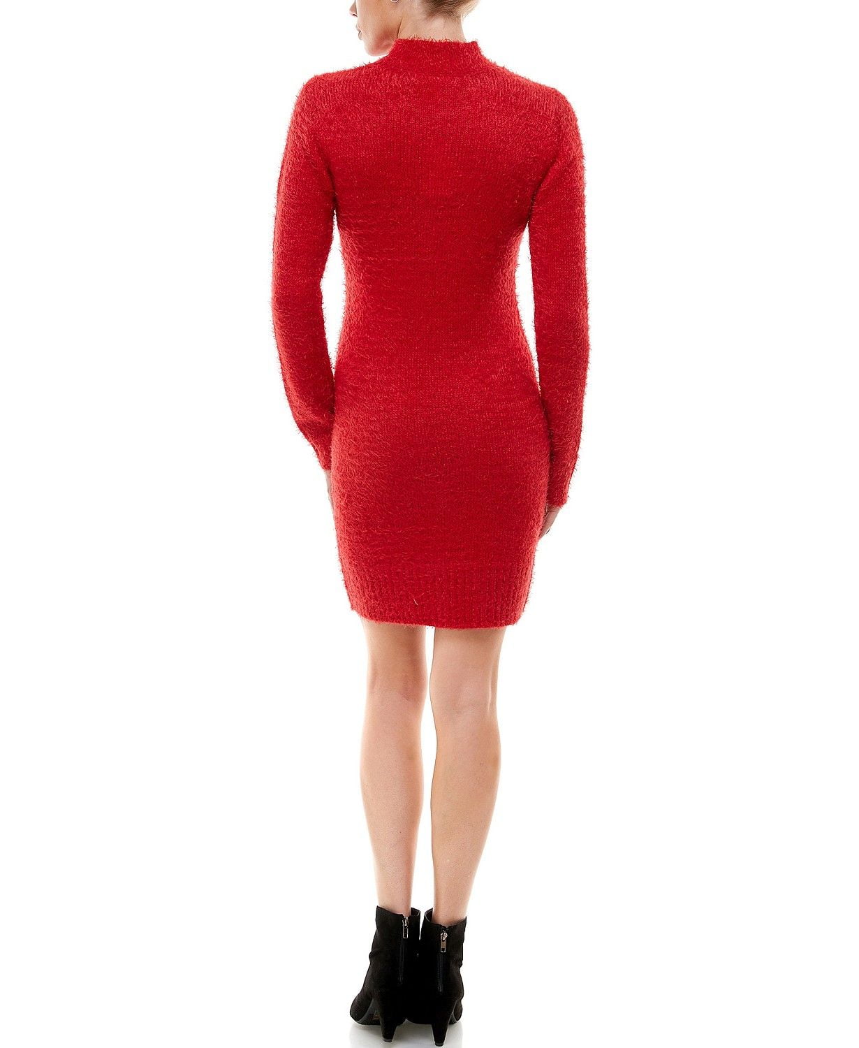 Đầm Nữ Planet Gold Juniors' Fuzzy Bodycon Sweater Dress Red