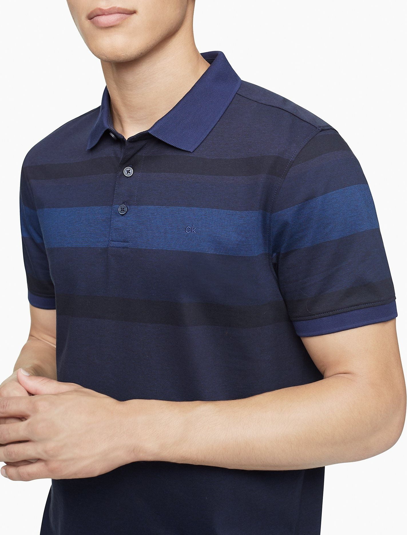 Áo Polo Nam Calvin Klein Liquid Touch Engineered Stripe Polo Shirt Peacoat