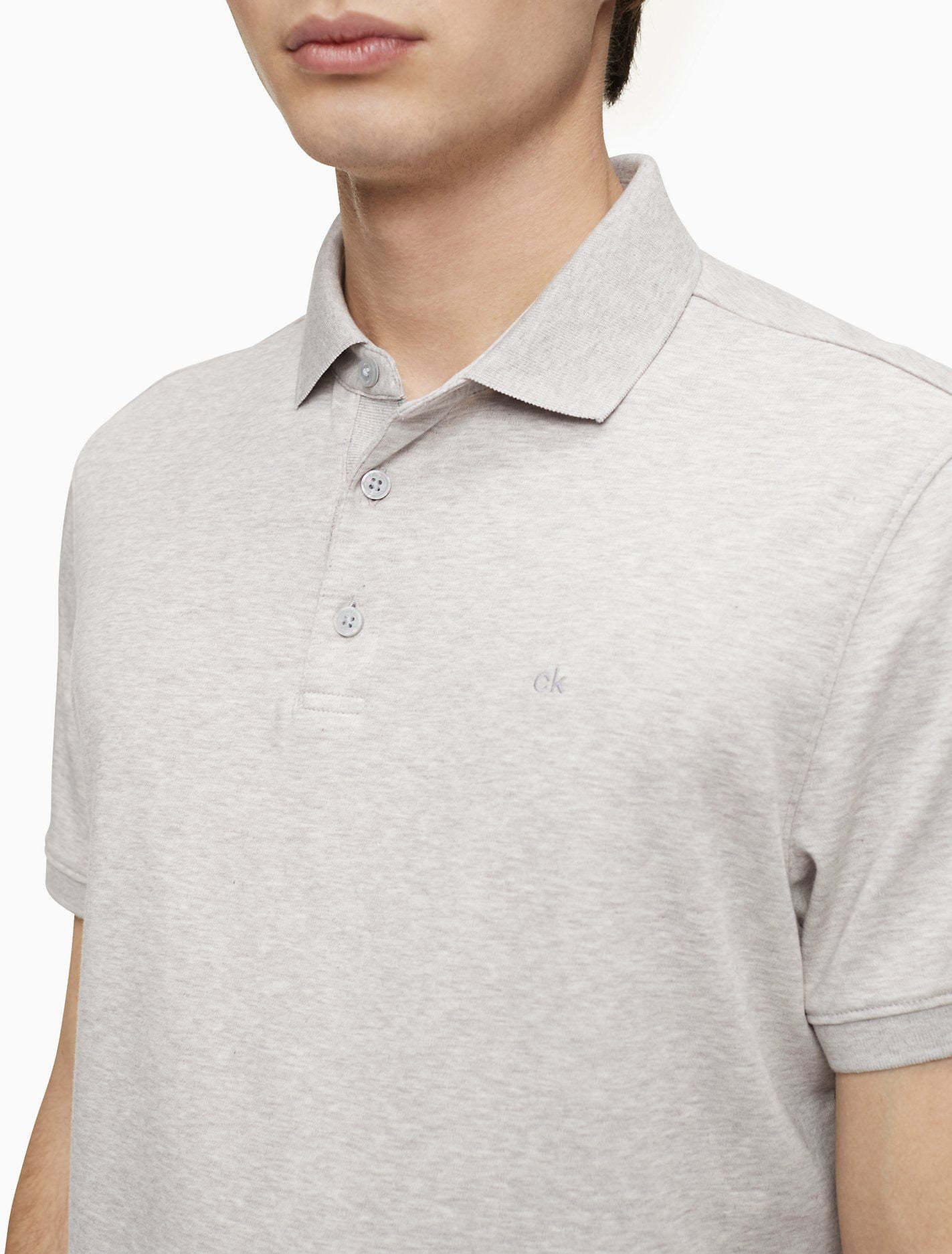 Áo Polo Nam Calvin Klein Regular Fit Liquid Touch Solid Polo Shirt Sandshell Htr