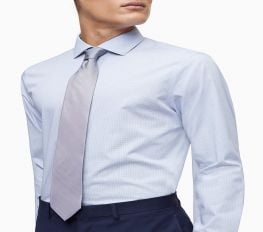 Áo Sơ Mi Nam Calvin Klein Slim Fit Blue Mini Check Performance Non-Iron Dress Shirt Blue
