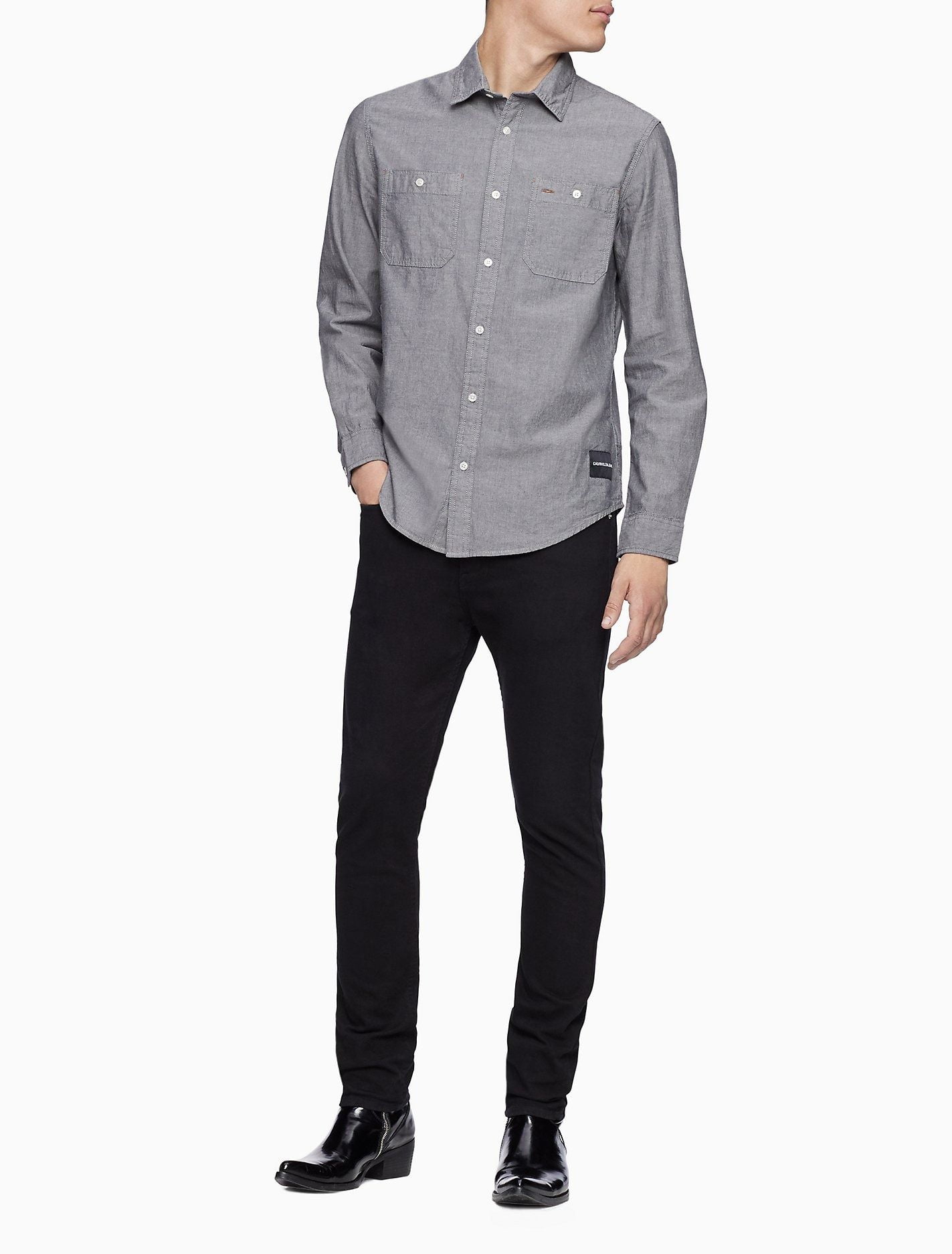 Áo Sơ Mi Nam Calvin Klein Indigo Workwear Button-Down Shirt Grey