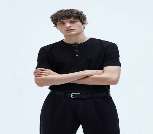Áo Thun Nam Zara Waffle Weave Shirt Black