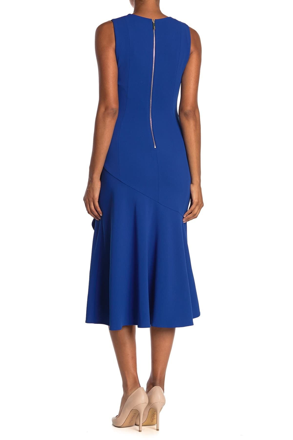 Descubrir 59+ imagen calvin klein blue sleeveless dress