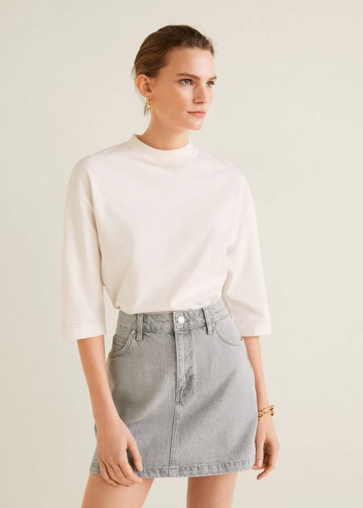 Váy Mini Nữ Mango Denim Mini Skirt Grey