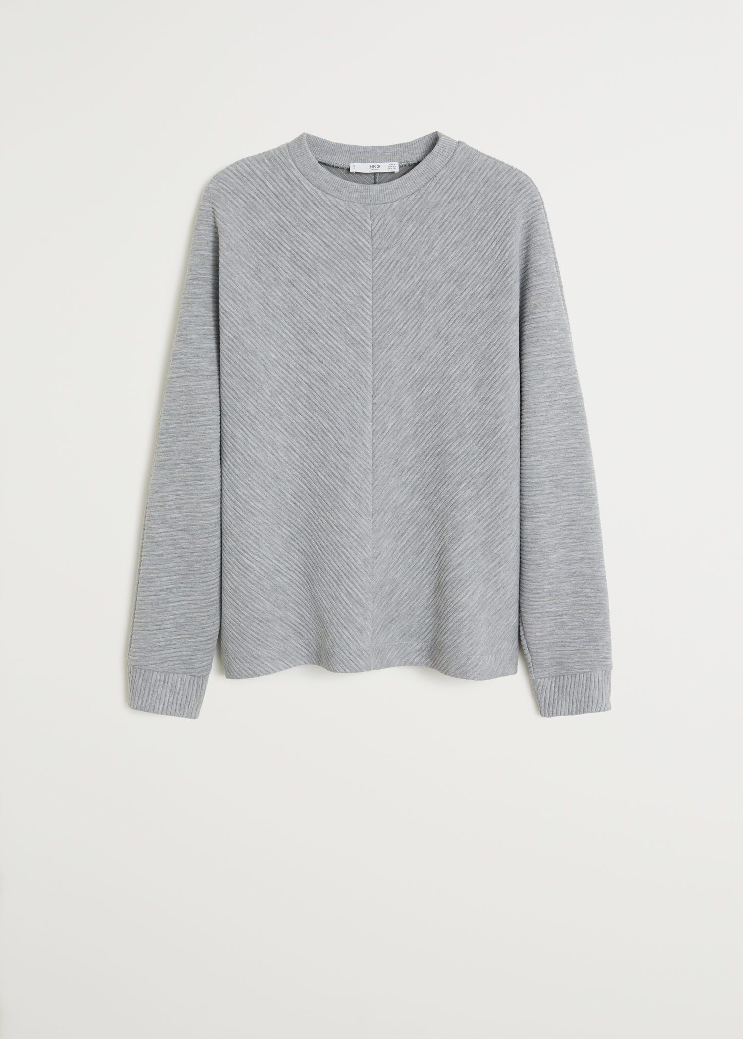 Áo Nỉ Nữ Mango Textured Knit Sweater Medium Heather Grey