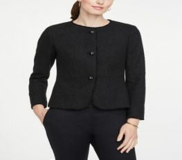 Áo Khoác Nữ Ann Taylor Jeweled Button Tweed Jacket - Black