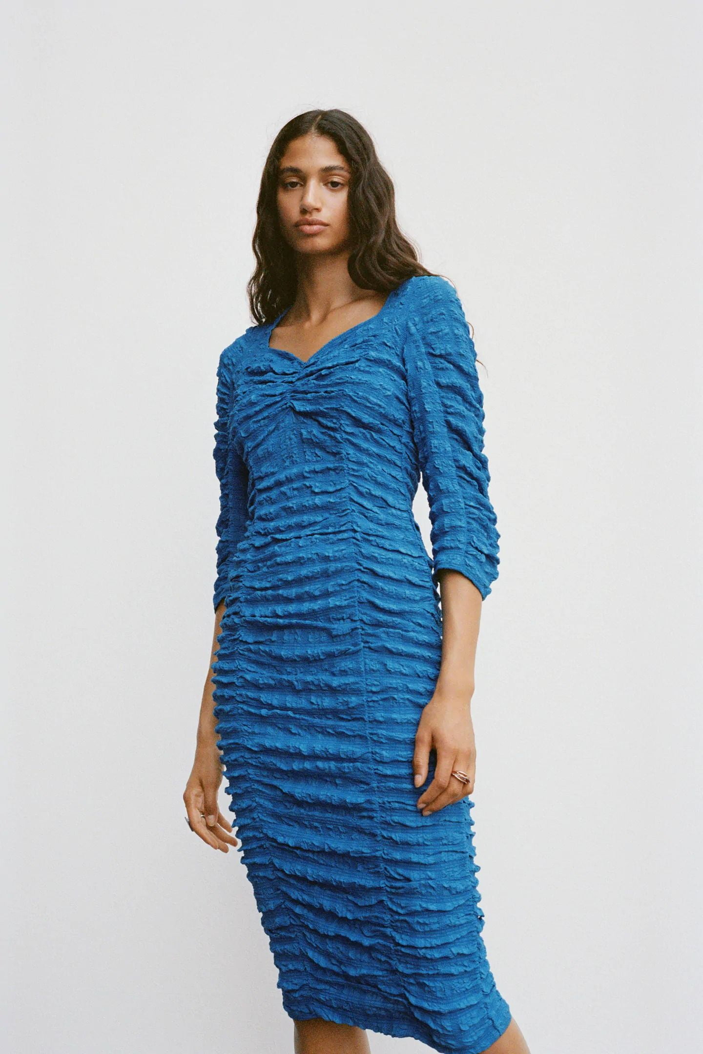 Đầm Nữ Zara Textured Dress Blue
