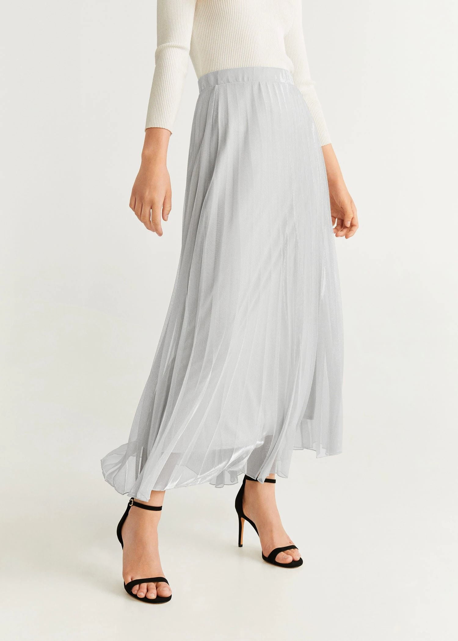 Váy Nữ Mango Pleated Midi Skirt Silver