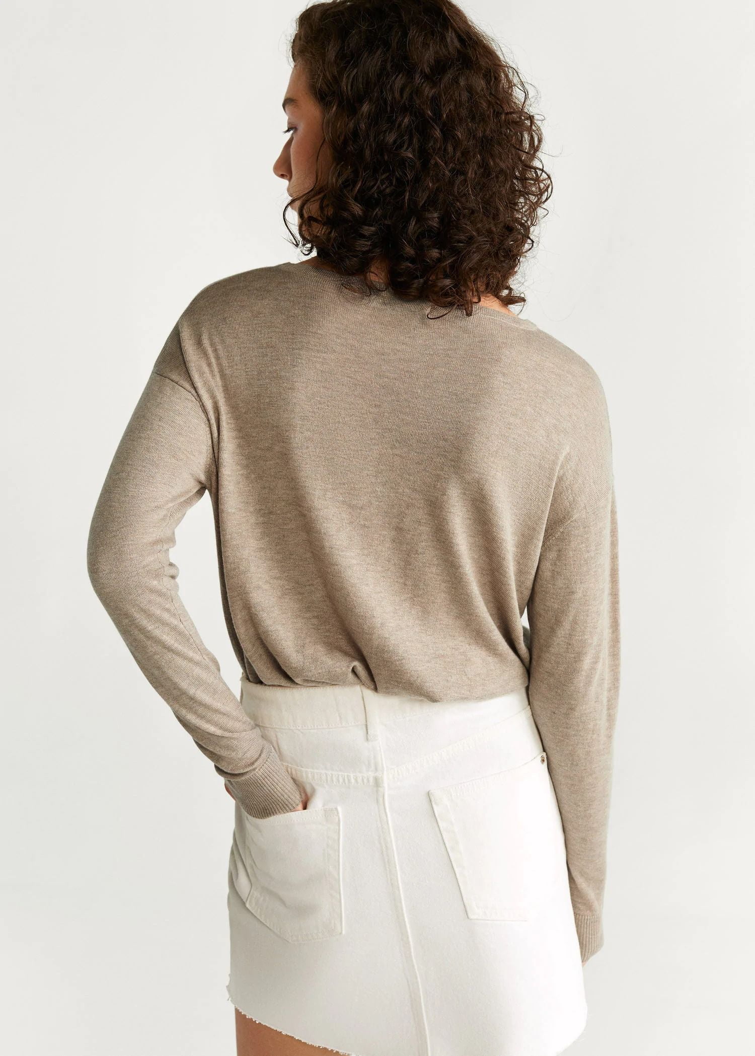 Áo Nỉ Nữ Mango Knit Cotton Sweater Light - Pastel Grey
