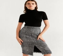 Váy Nữ Mango Tweed Midi Skirt Black