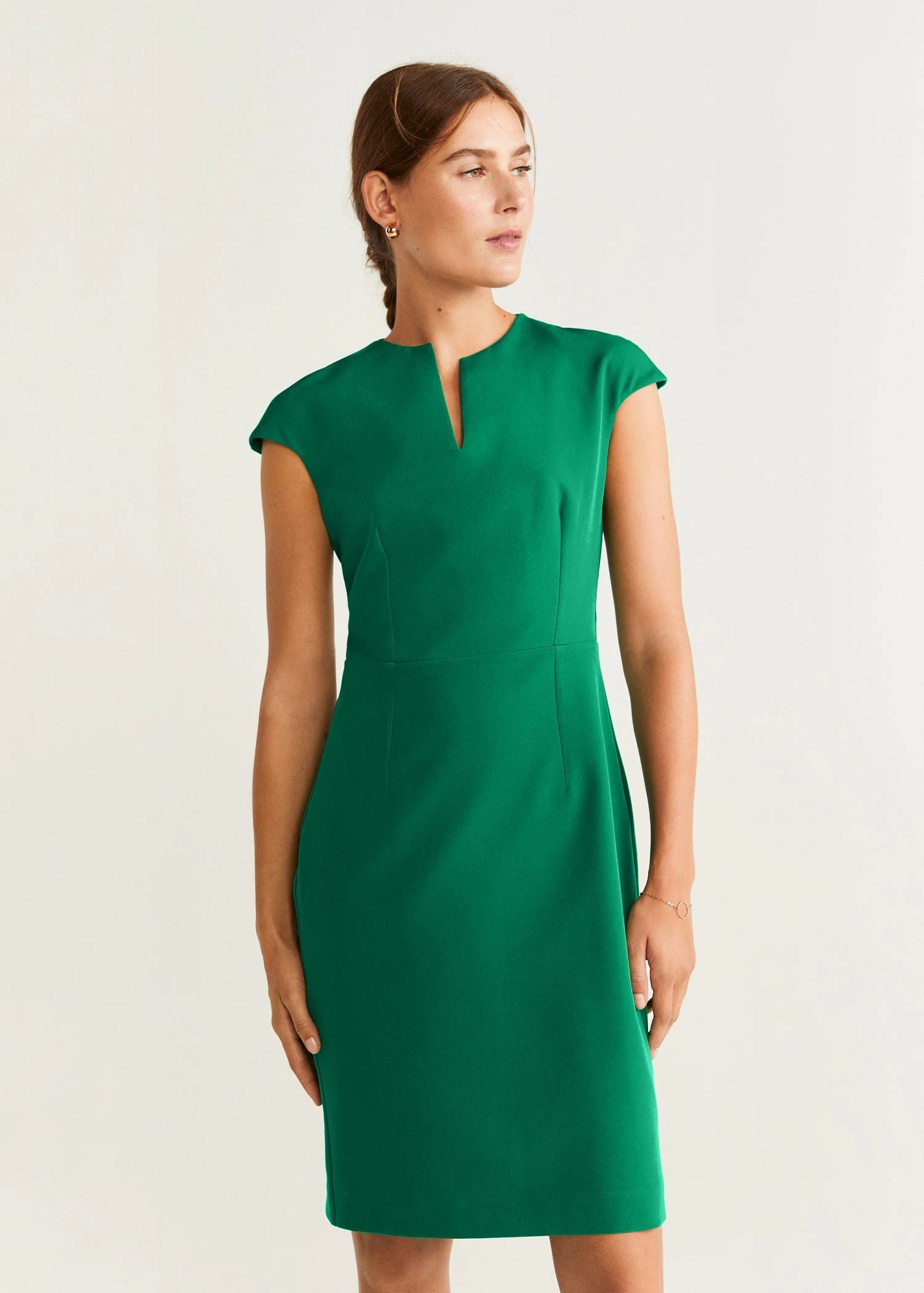 Đầm Nữ Mango Textured Shift Dress Green