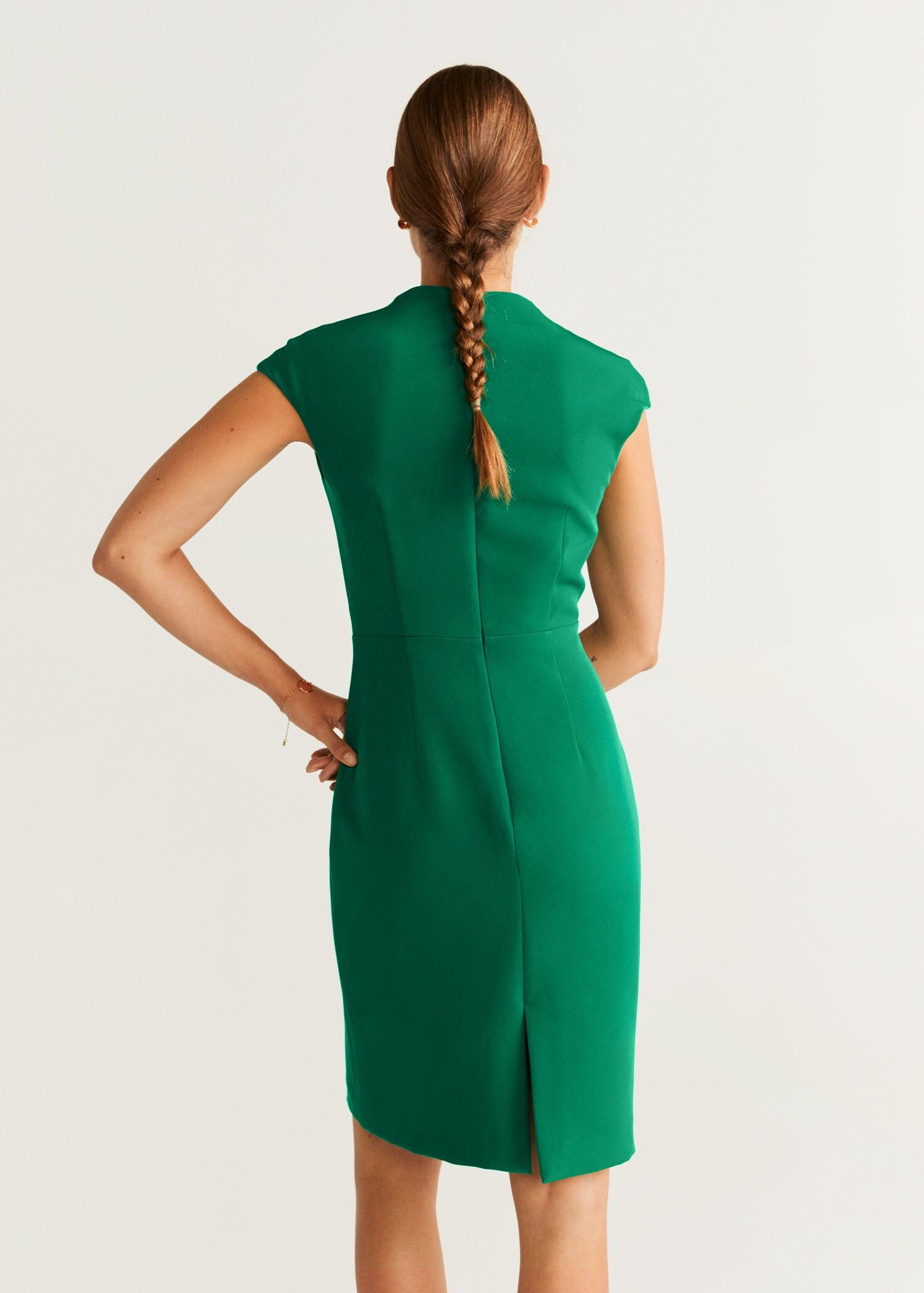 Đầm Nữ Mango Textured Shift Dress Green
