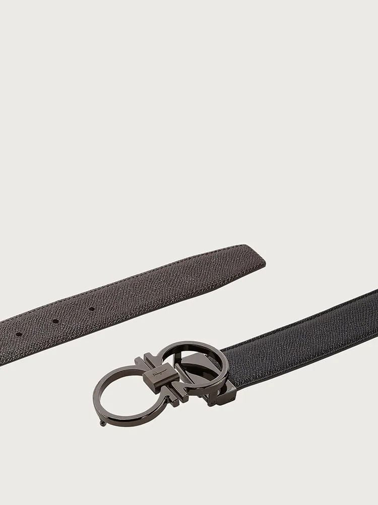 Thắt Lưng Nam Salvatore Ferragamo Adjustable and Reversible Gancini belt Black Testa Di Moro