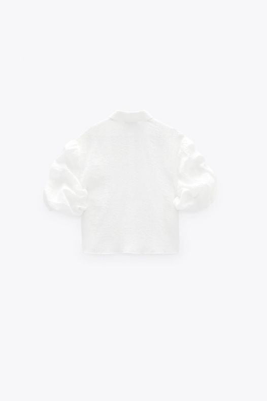 Áo Sơ Mi Nữ Zara Textured Weave Blouse Oyster White