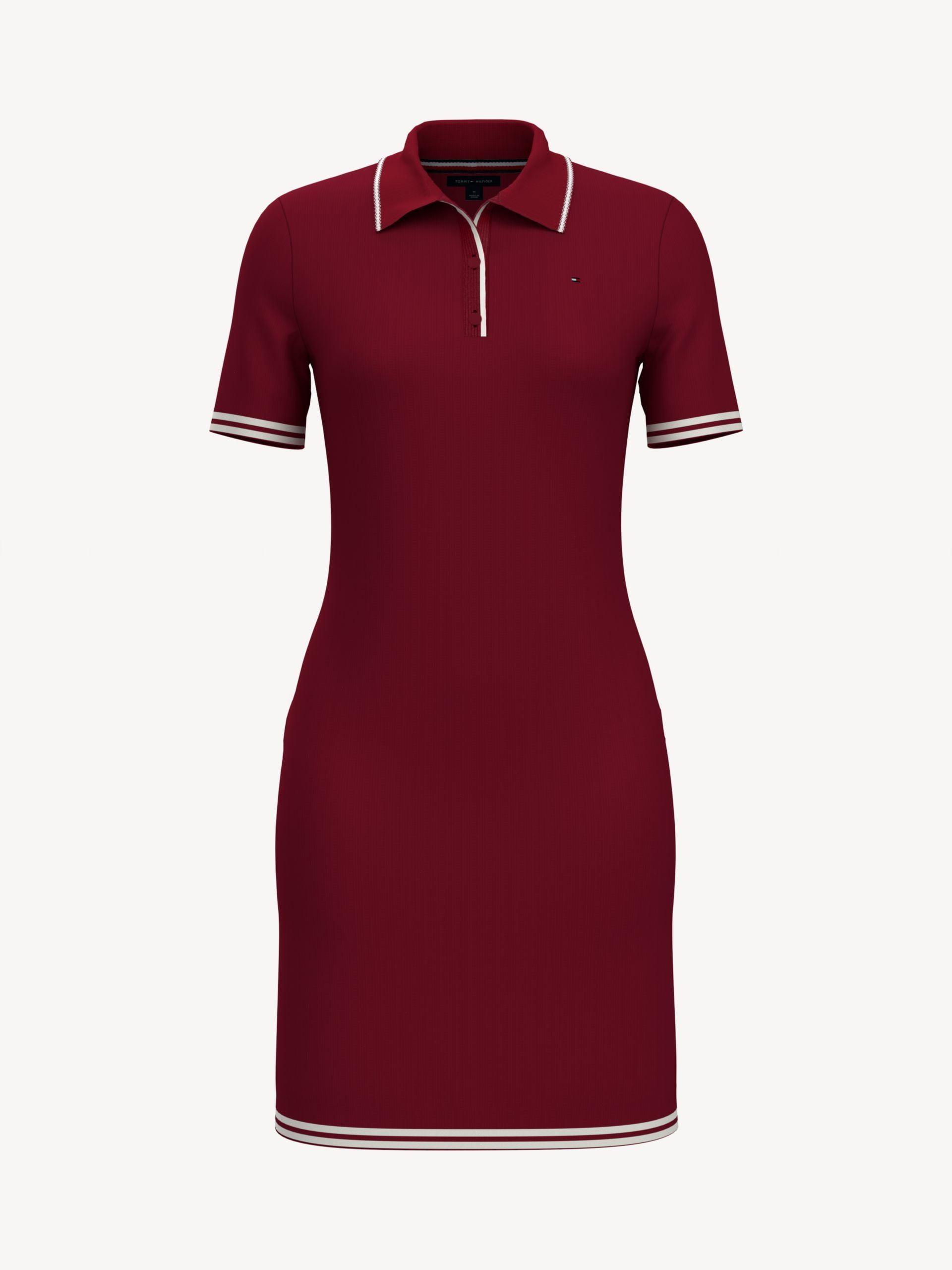 Đầm Nữ Tommy Hilfiger Essential Solid Ribbed Polo Dress Chili Pepper