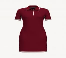Đầm Nữ Tommy Hilfiger Essential Solid Ribbed Polo Dress Chili Pepper