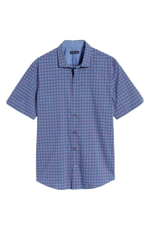 Áo Sơ Mi Nam Zachary Prell Swanson Classic Fit Check Short Sleeve Button-Up Shirt Azure