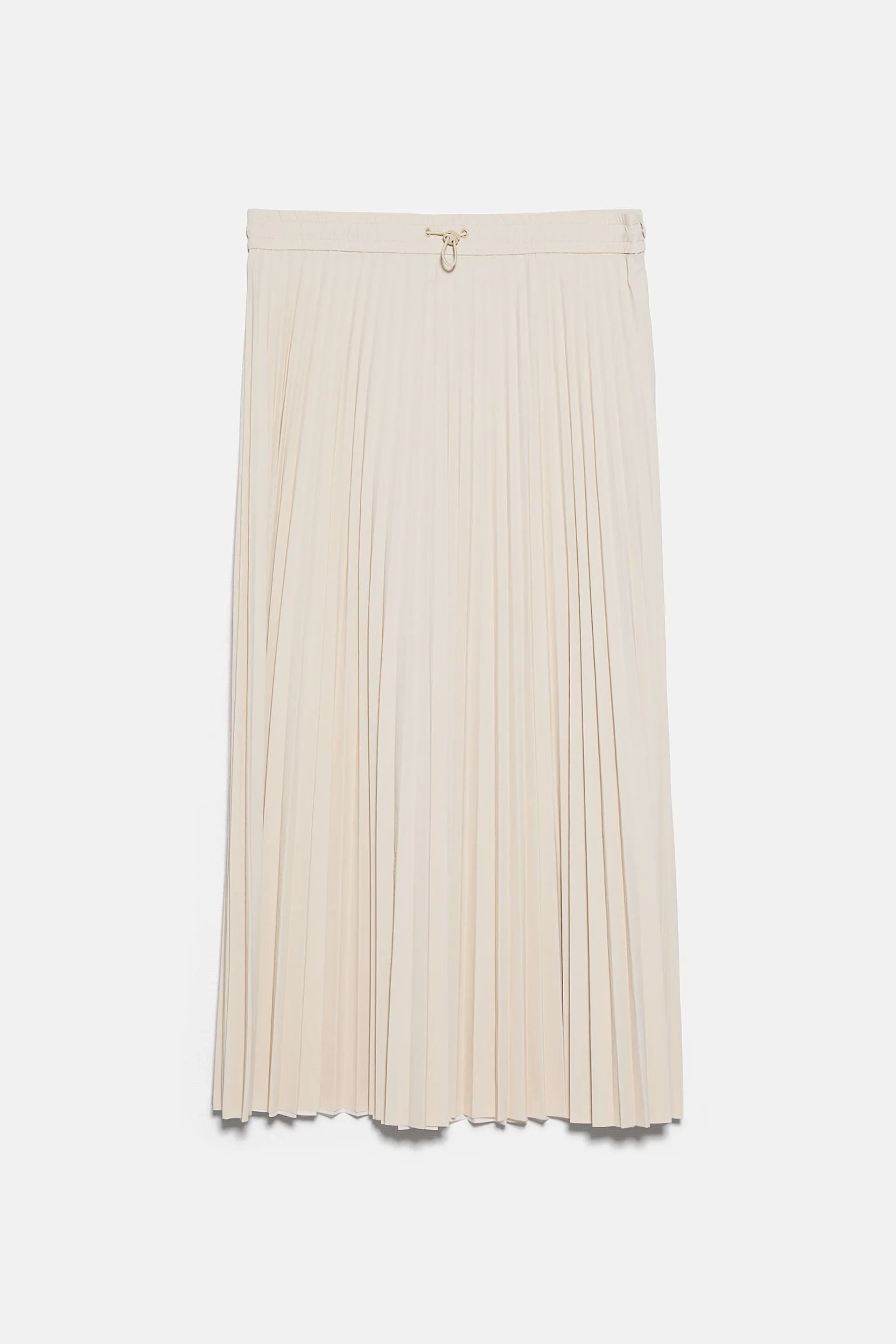 Váy Xếp Ly Nữ Zara Pleated Skirt Trf Cream
