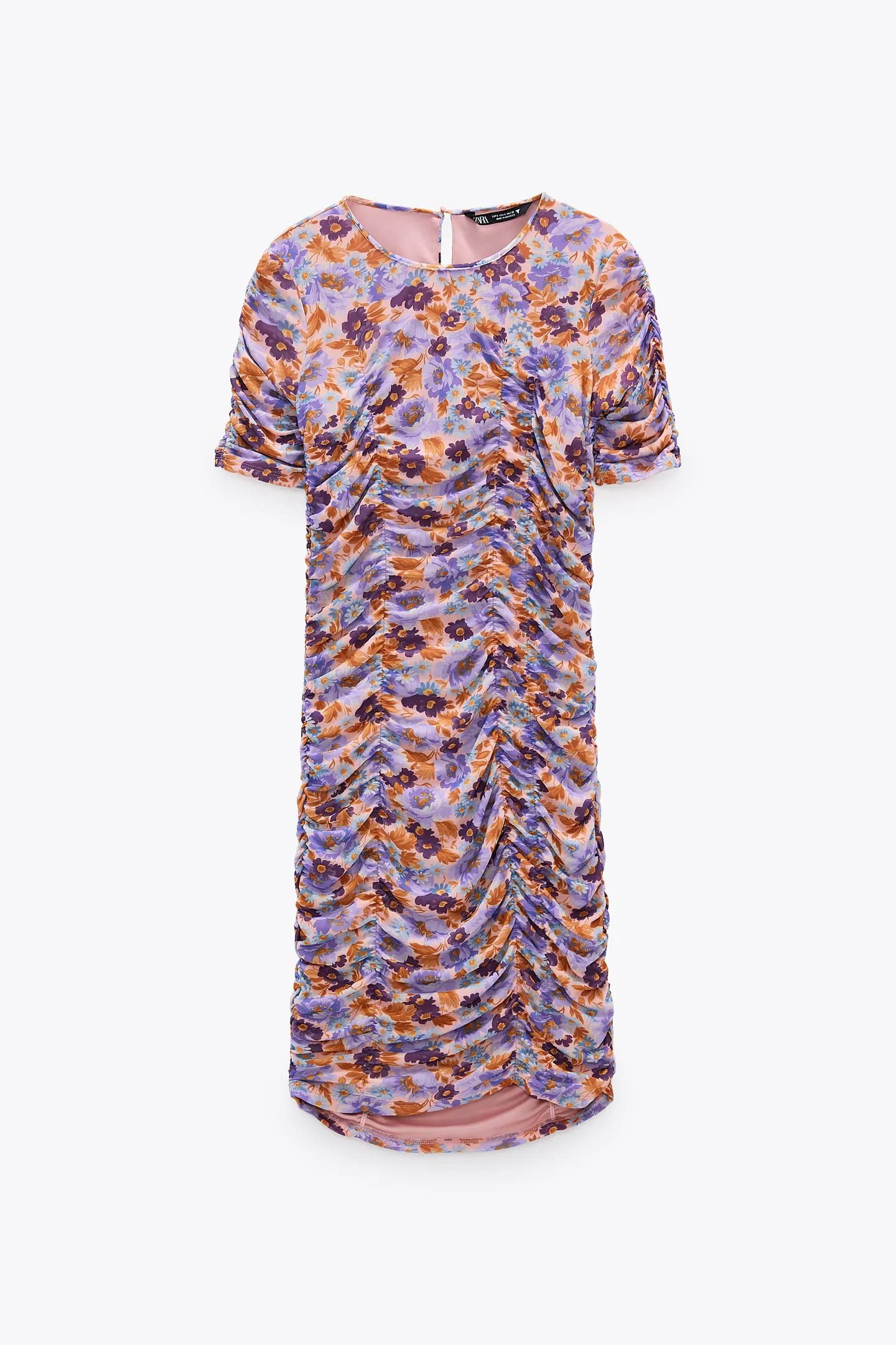 Đầm Nữ Zara Draped Print Dress Trf Purple