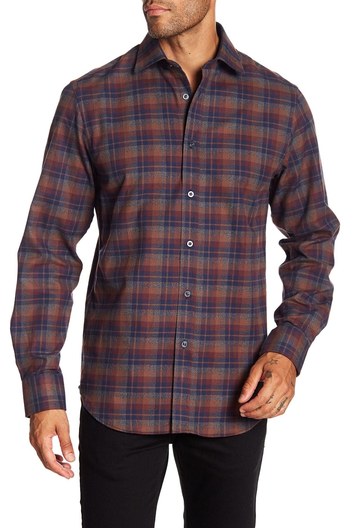Áo Sơ Mi Nam James Tattersall Plaid Long Sleeve Classic Fit Shirt Rust