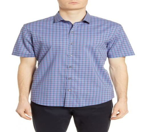 Áo Sơ Mi Nam Zachary Prell Swanson Classic Fit Check Short Sleeve Button-Up Shirt Azure