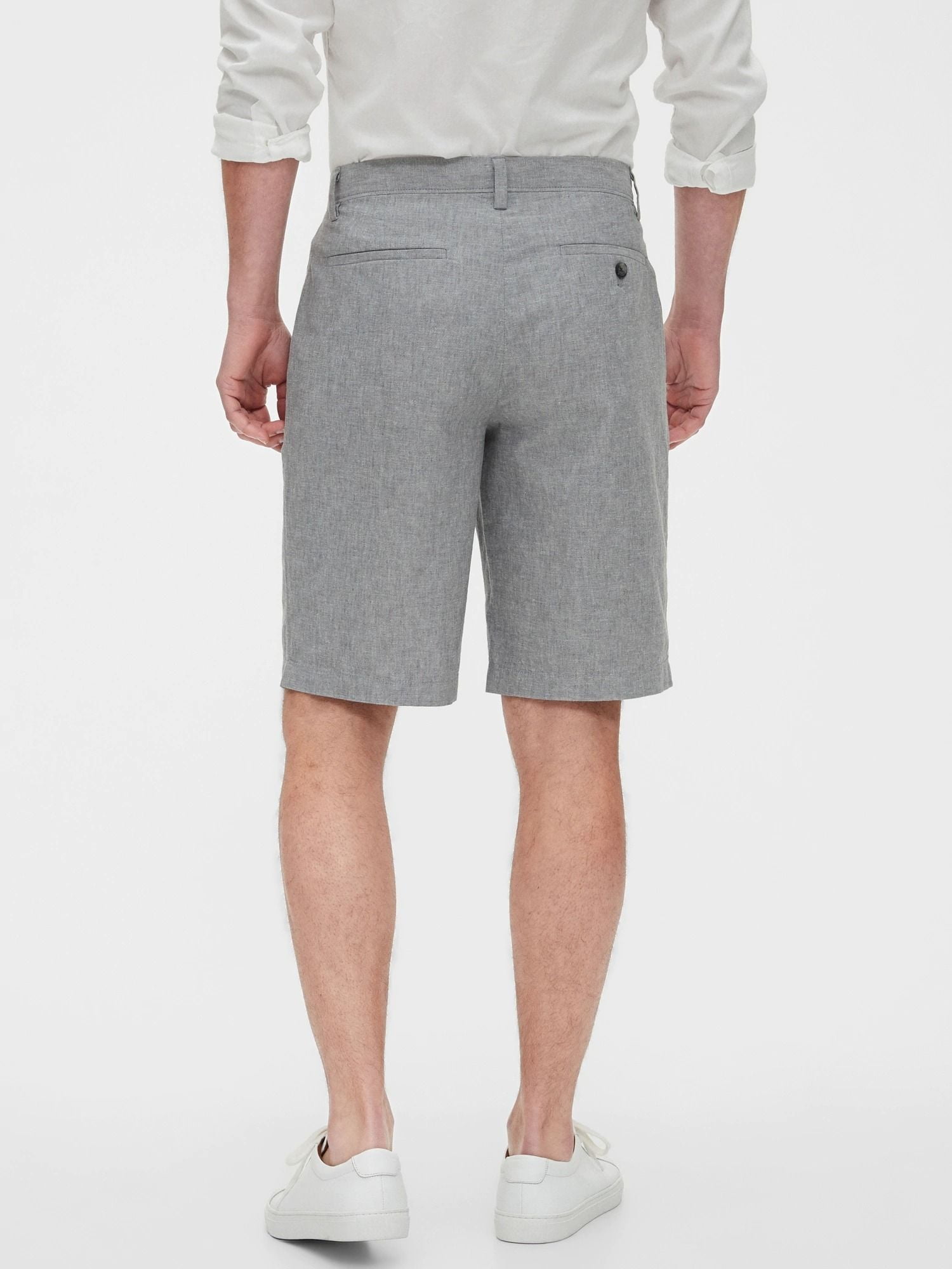 Quần Short Nam Banana Republic 11 Emerson Straight-Fit Linen Shorts Mesa Grey
