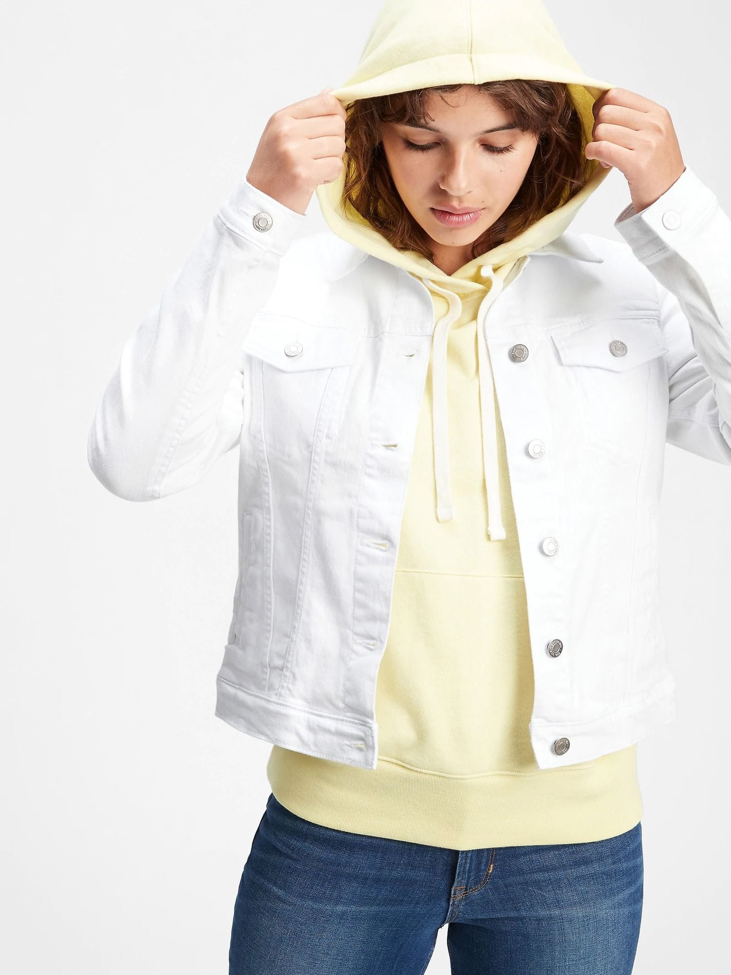 Áo Khoác Nữ Gap Icon Denim Jacket Optic White