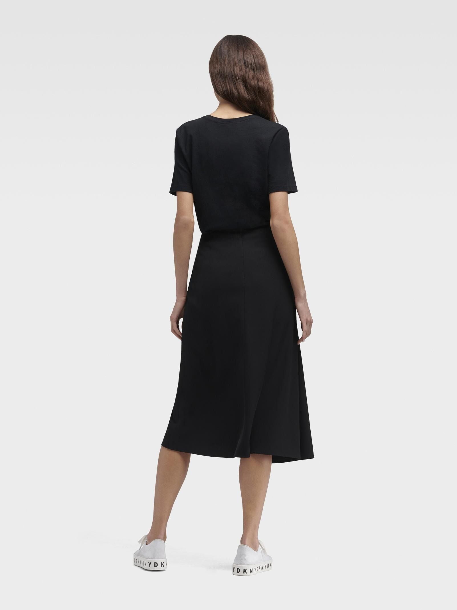 Váy Nữ DKNY Draped Midi Skirt Black
