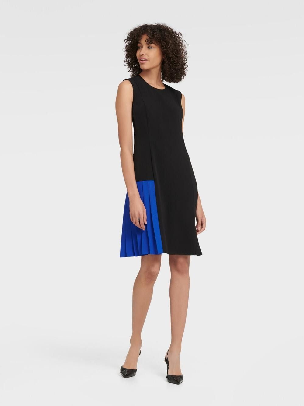 Đầm Nữ DKNY Sleeveless Colorblock Dress Black & Electric Blue