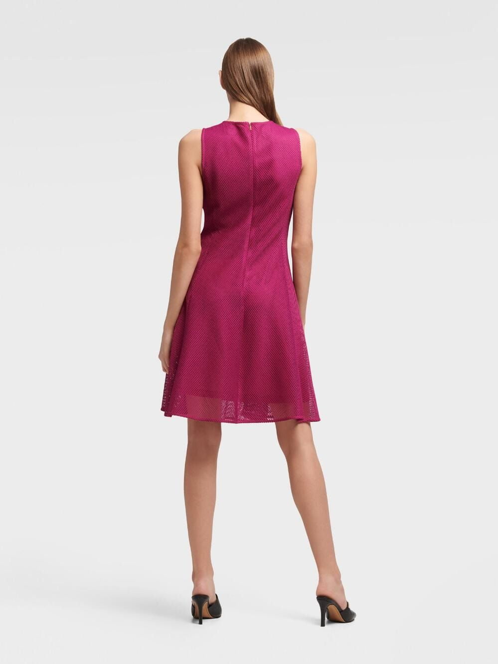 Đầm Nữ DKNY Mesh Fit And Flare Dress Berry