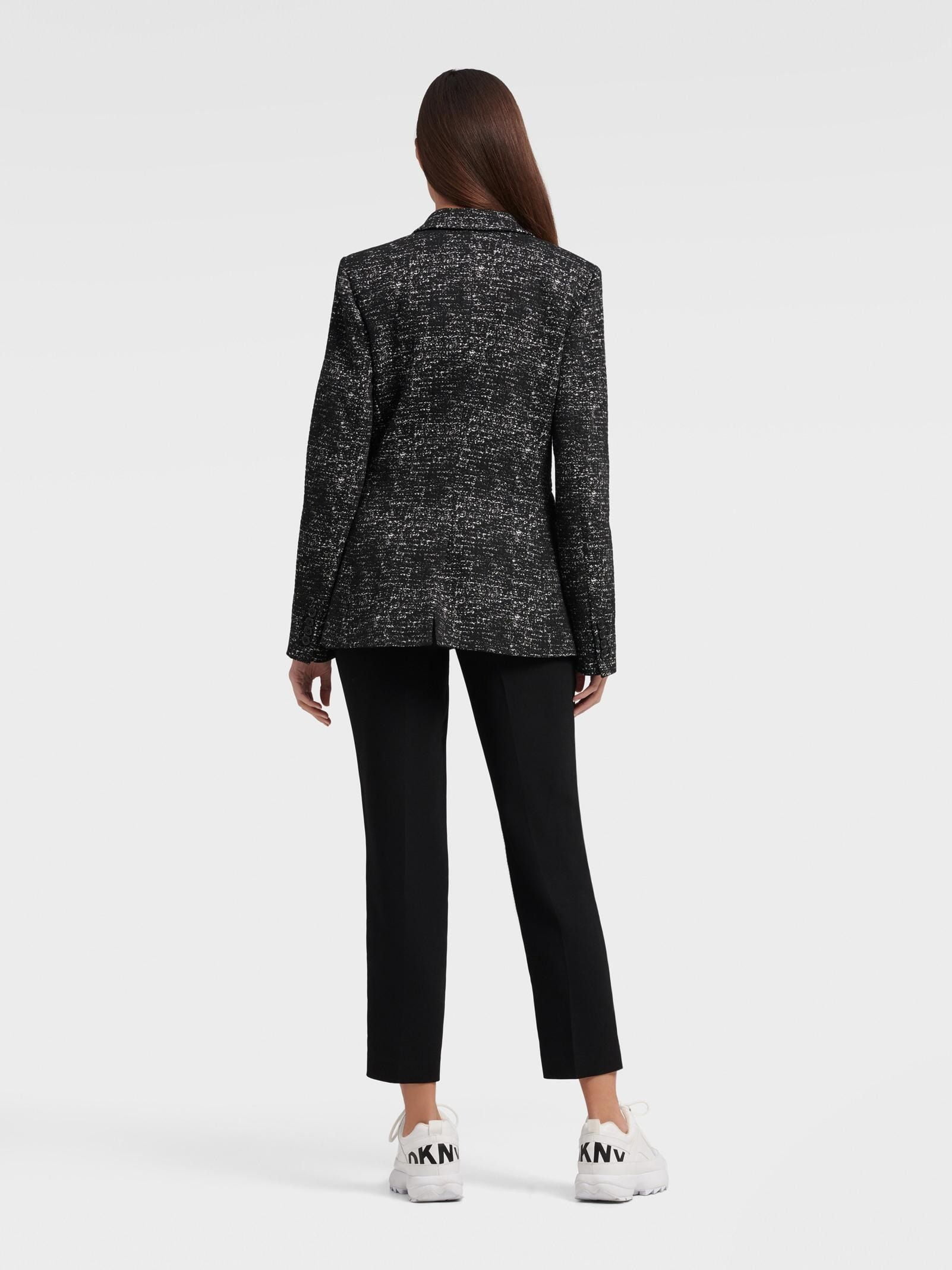 Áo Khoác Nữ DKNY Single Button Knit Jacquard Blazer - Black