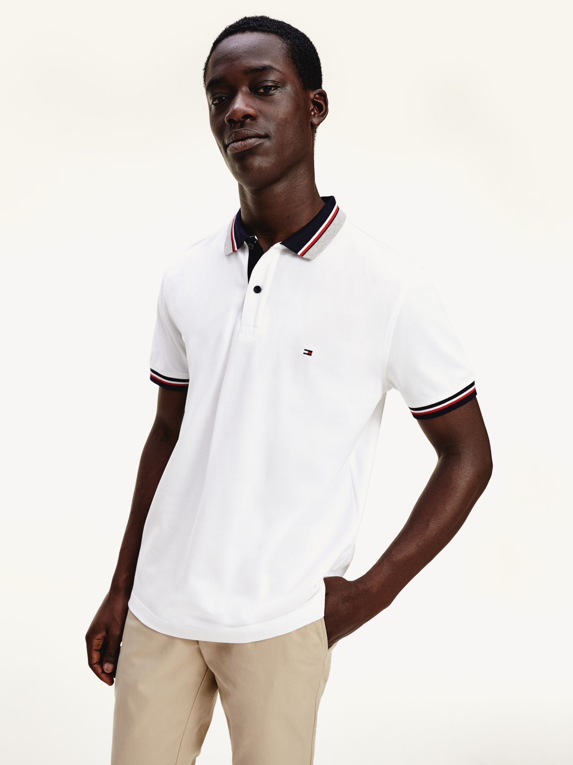 Áo Polo Nam Tommy Hilfiger Regular Fit Tipped Pique Polo White